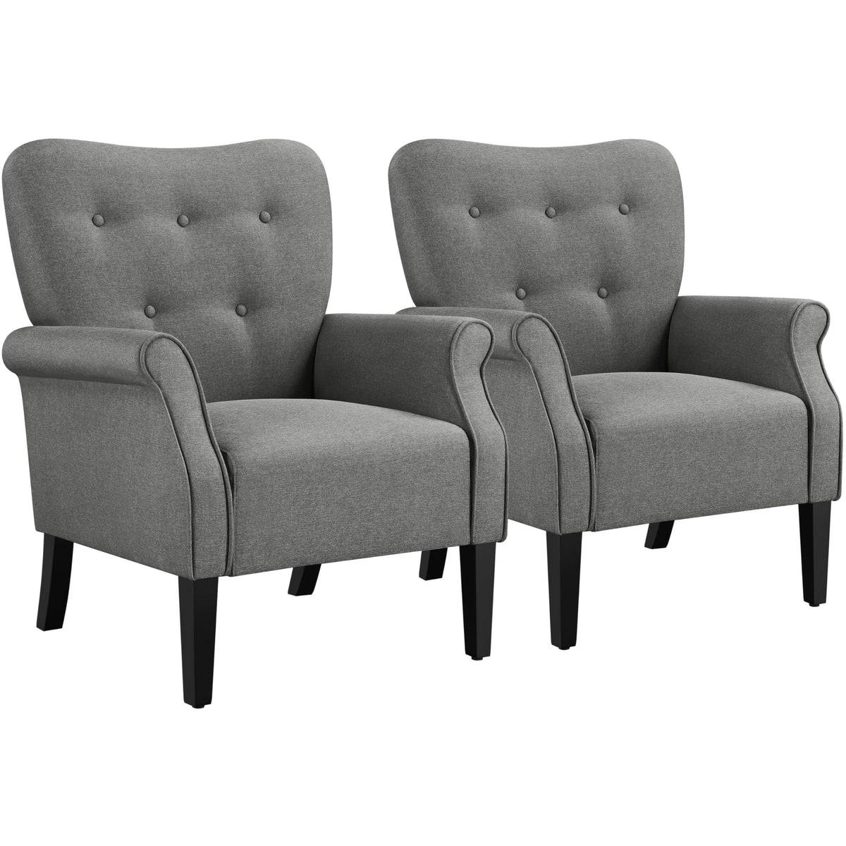Yaheetech High Back Accent Chair Set of 2 with Rolled Arms, Navy Blue