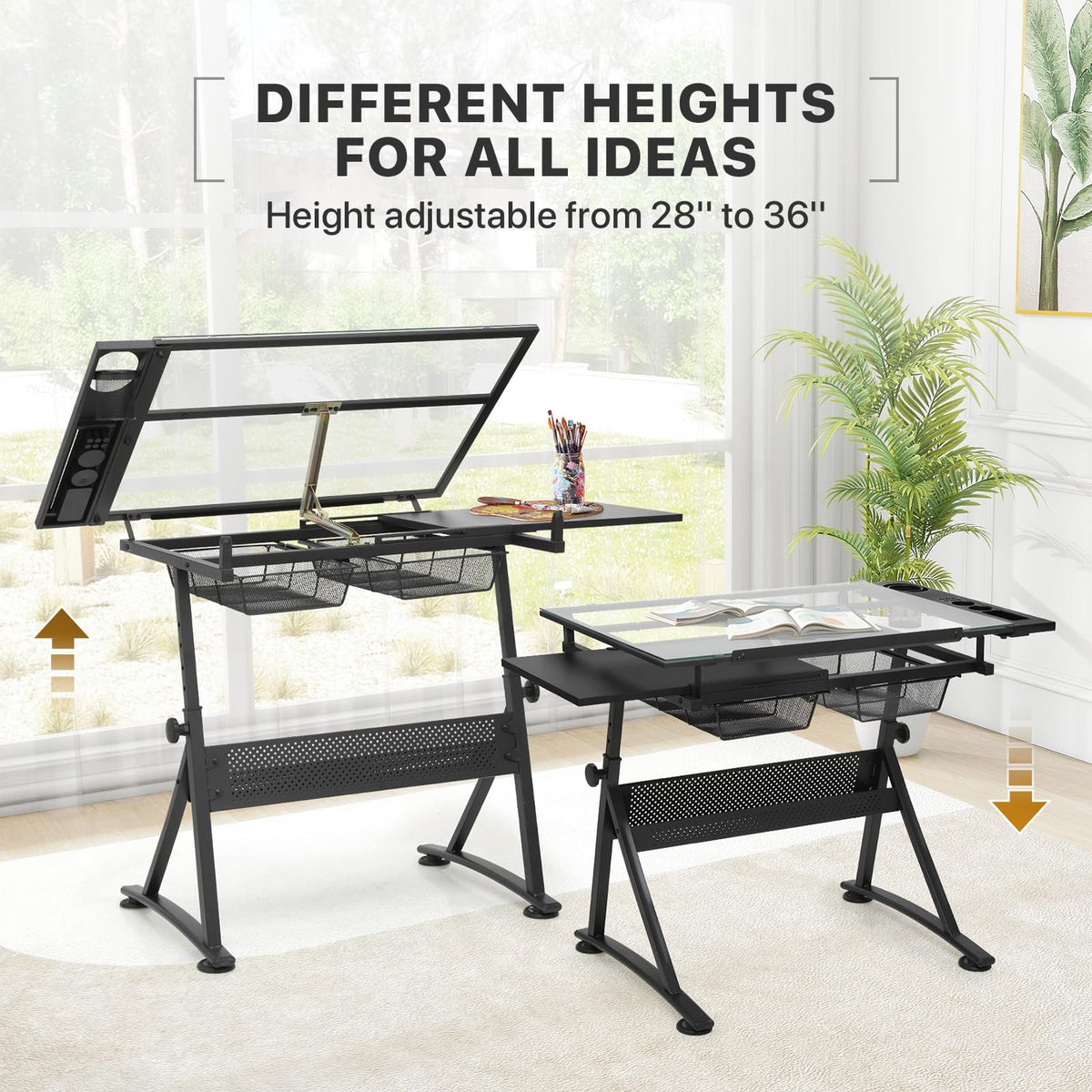 Athena Collection Professhional Drafting Table for Adults Teens, Light Grey