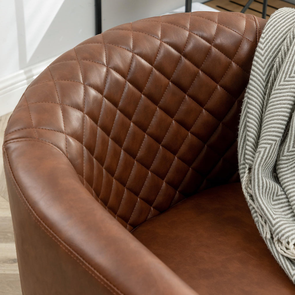 KINWELL 29" W Faux Leather Tufted PU Barrel Club Chairs Set of 2, Black