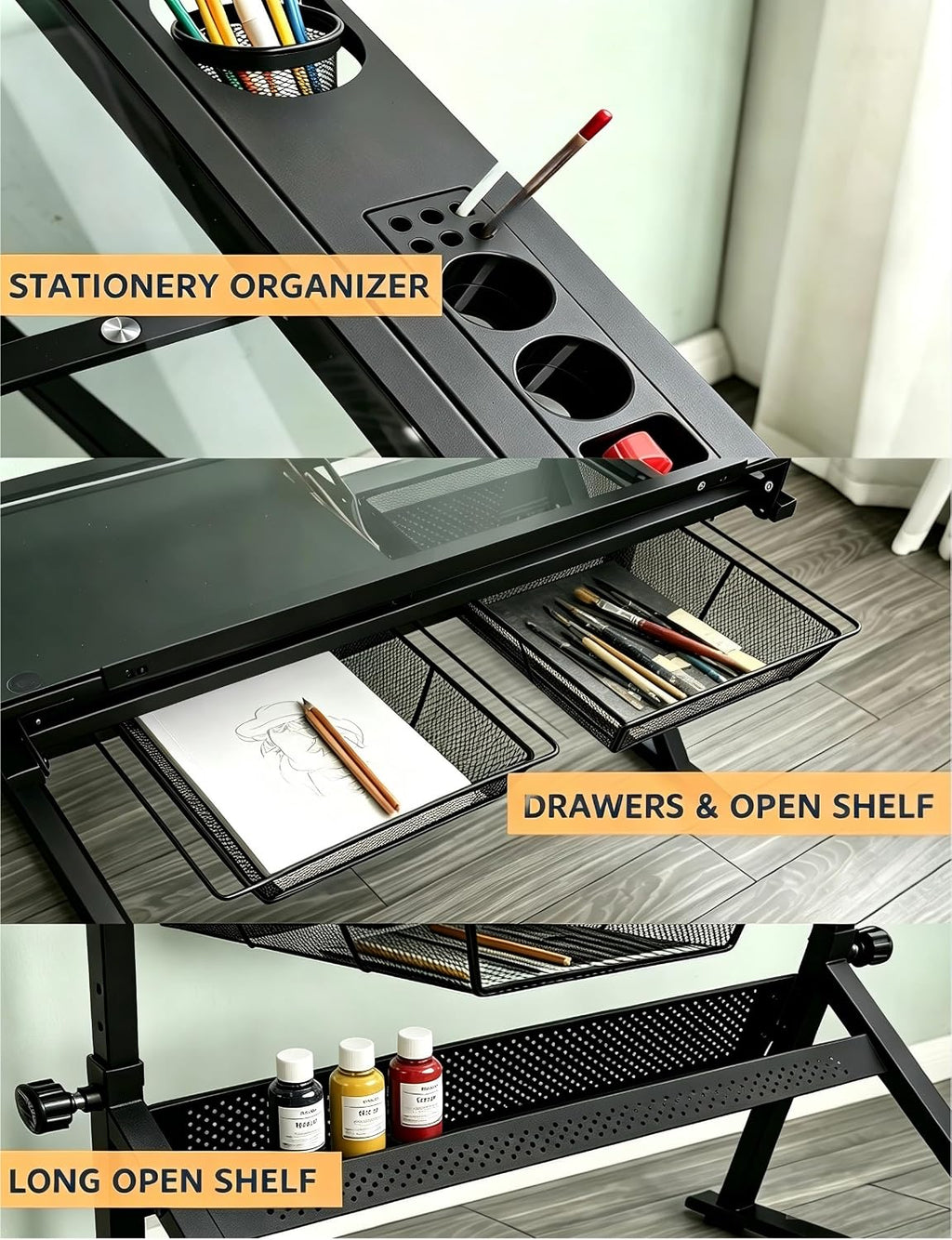 Garvee Drafting Table w/Stool, Height Adjustable Drawing Table