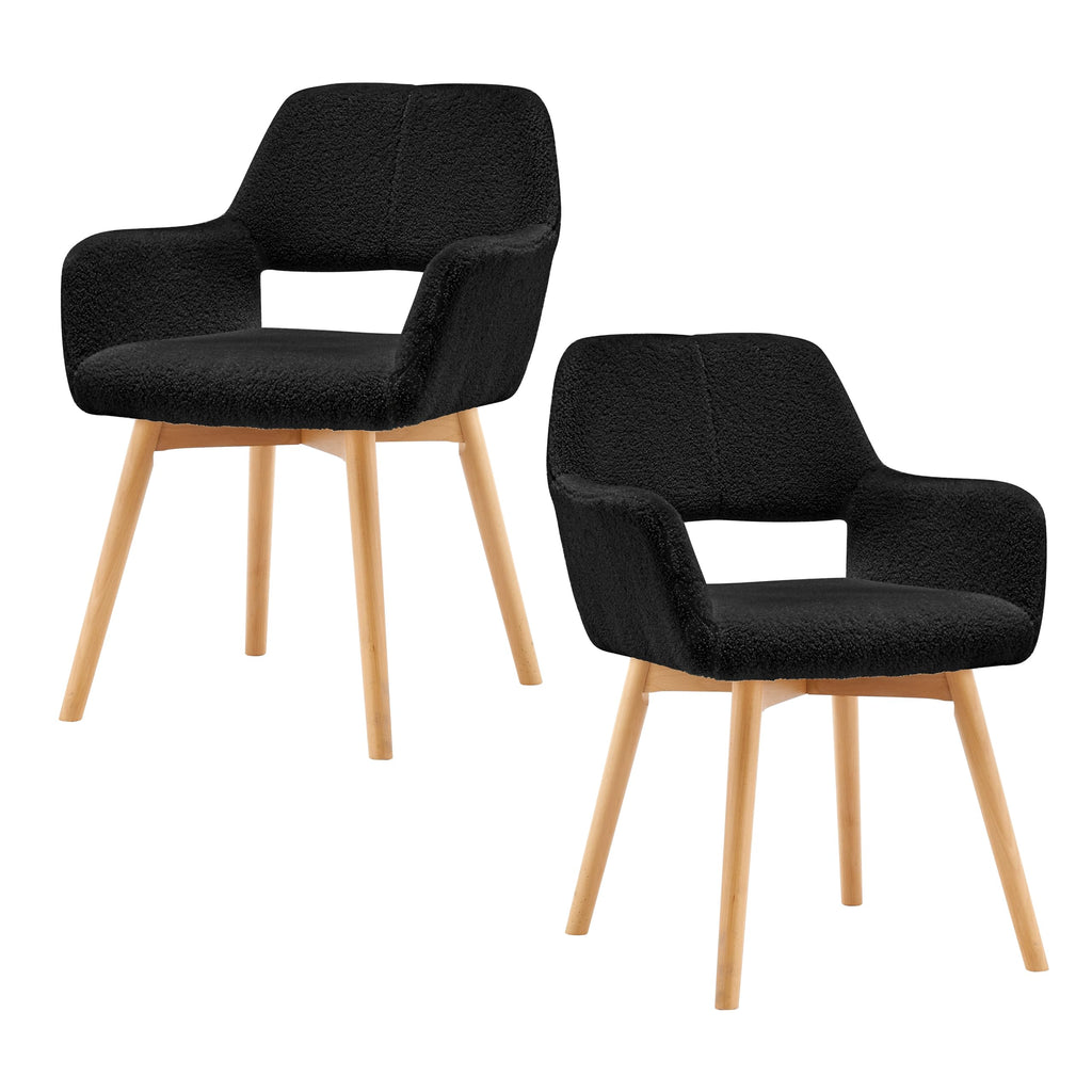 Mid Century Modern Dining Chairs Set of 2 & 4 & 6 Comfy Accent Chair Upholstered Kitchen Dining Living Room Chairs for Bedrooms Waiting Room Home Arm Desk Chair No Wheels (Beige, 2)
