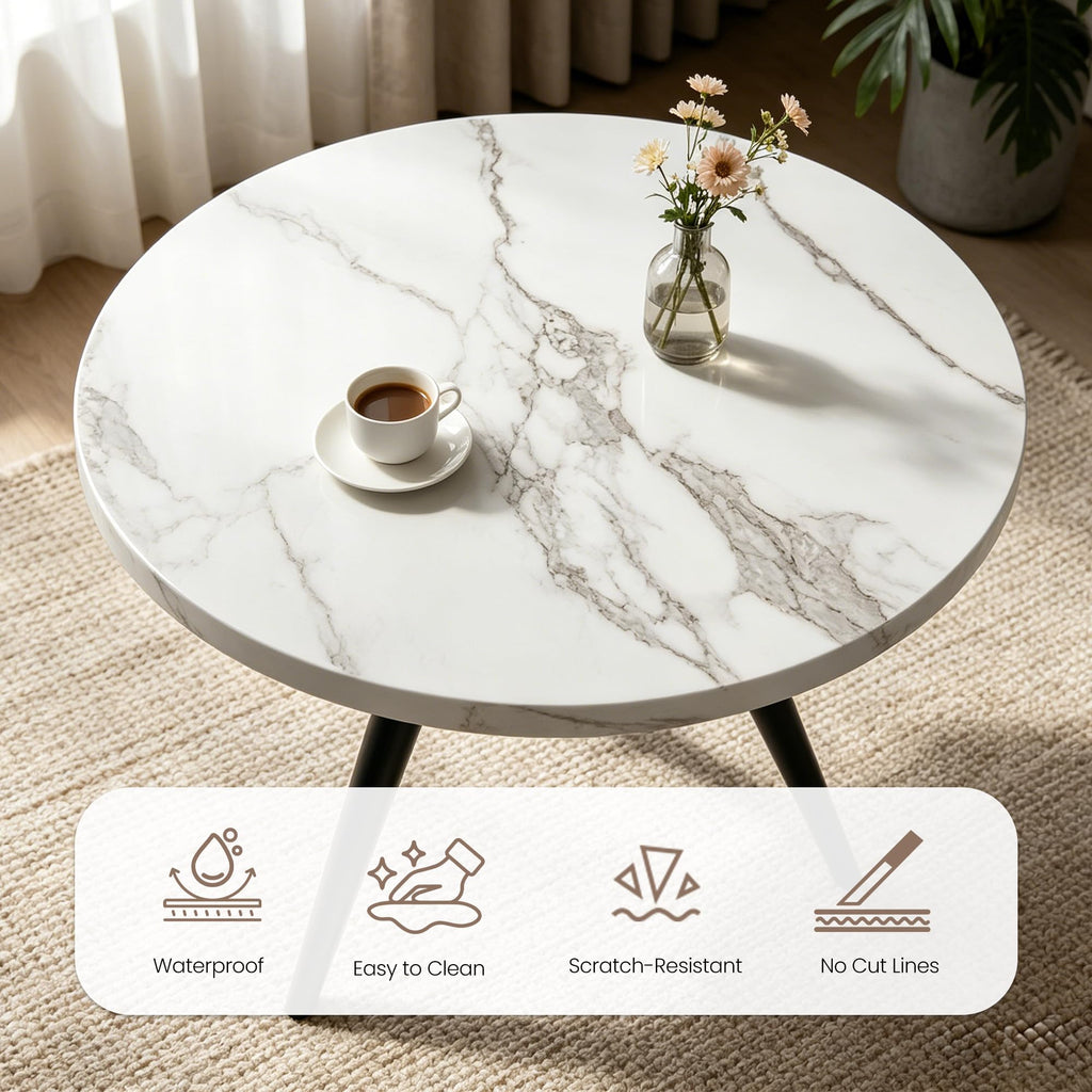34.6" Round Dining Table Set for 4, Modern Kitchen Coffee Table Set, Walnut