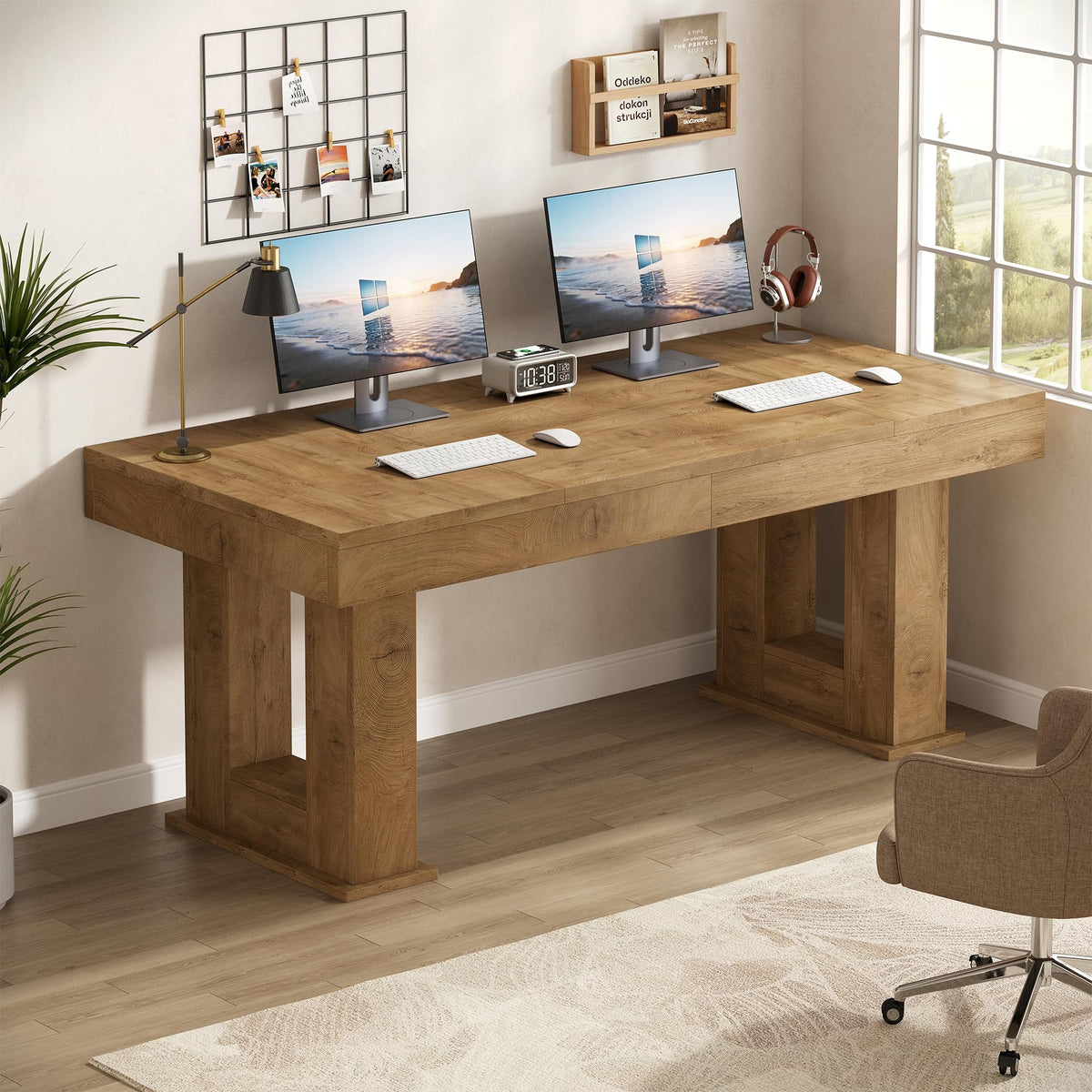 63 inch Rectangular Executive Desk with Spacious Desktop