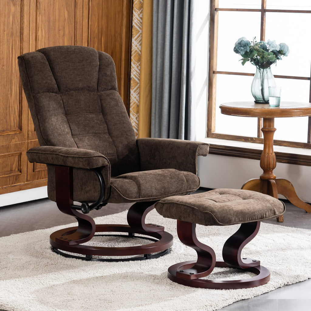 MCombo Manual Swivel Recliner with Ottoman, Faux Leather 9019
