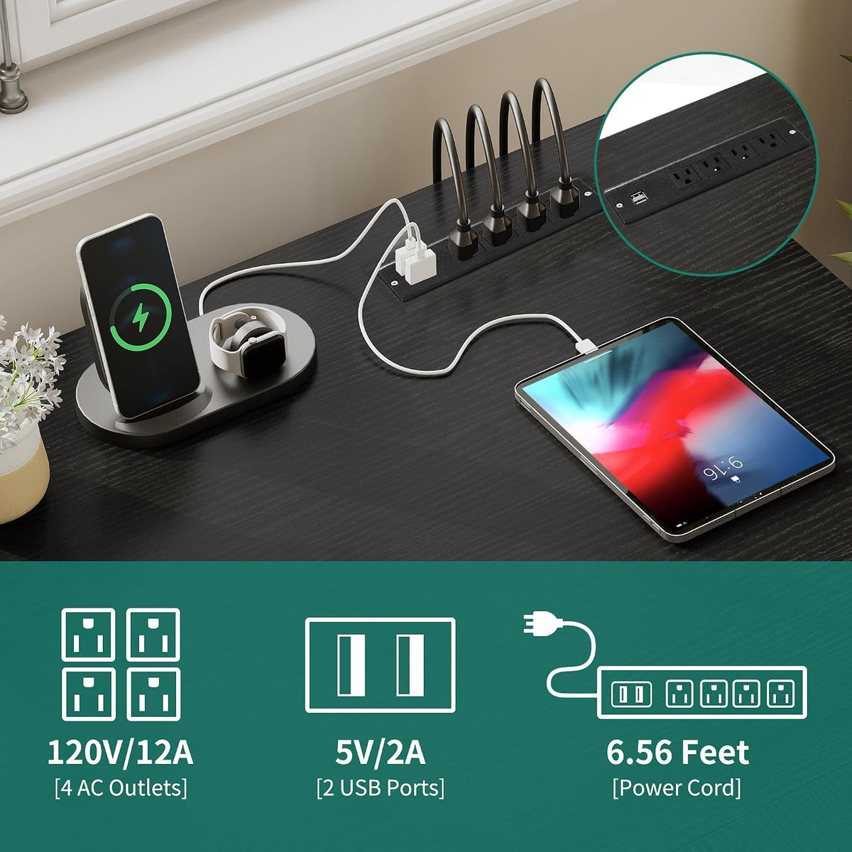 YITAHOME L Shaped Desk with Power Outlets