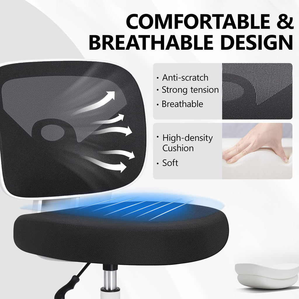 Primy Tall Drafting Desk Chair - Armless, Adjustable Height, Mesh Back, Rolling, Standing Desk Chair for Art Room, Office or Home (Black)