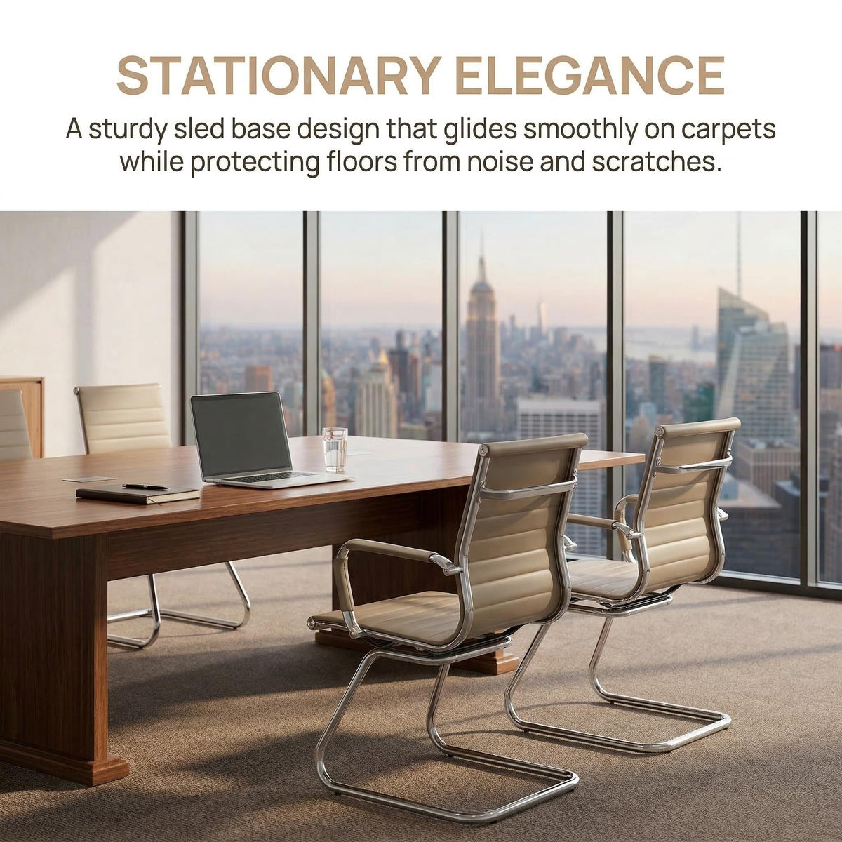 Reception Chairs Leather Conference Guest Chair Heavy Duty Back Support Office Chair, Set of 2 (Navy)