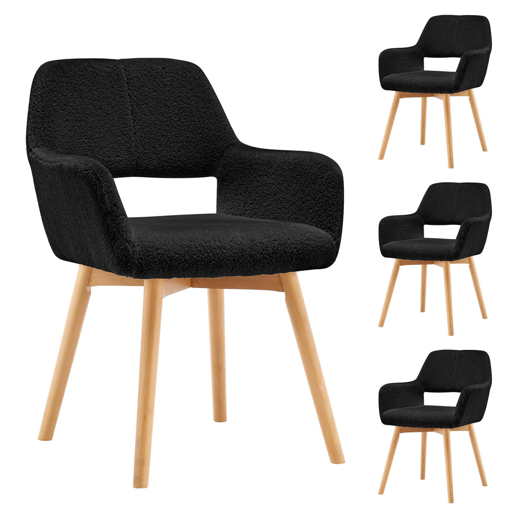 Mid Century Modern Dining Chairs Set of 2 & 4 & 6 Comfy Accent Chair Upholstered Kitchen Dining Living Room Chairs for Bedrooms Waiting Room Home Arm Desk Chair No Wheels (Beige, 2)