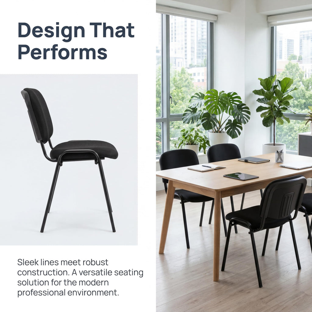 Stackable Office Guest Chairs, Reception Waiting Room Chairs with Padded Seat & Back, Armless No Wheels Conference Chairs for Training, Meeting, Lobby, Set of 5, Black Mesh Fabric