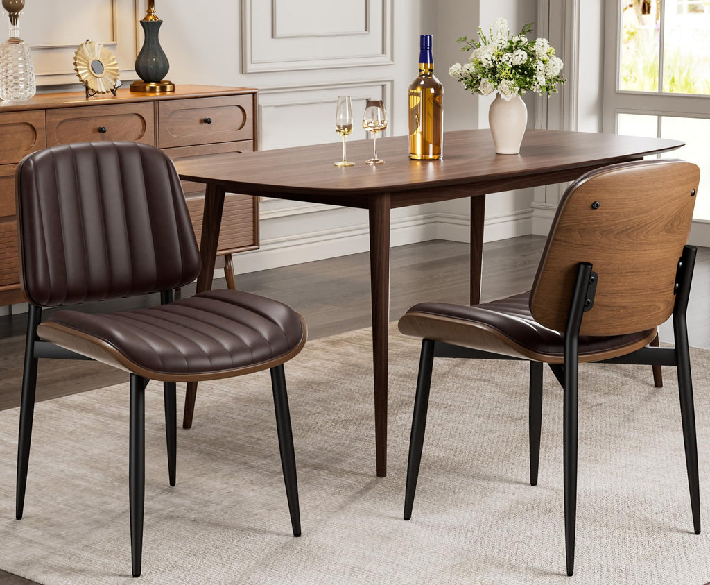 REONEY Dining Chairs Set of 4, Mid-Century Modern Kitchen Chairs, Black