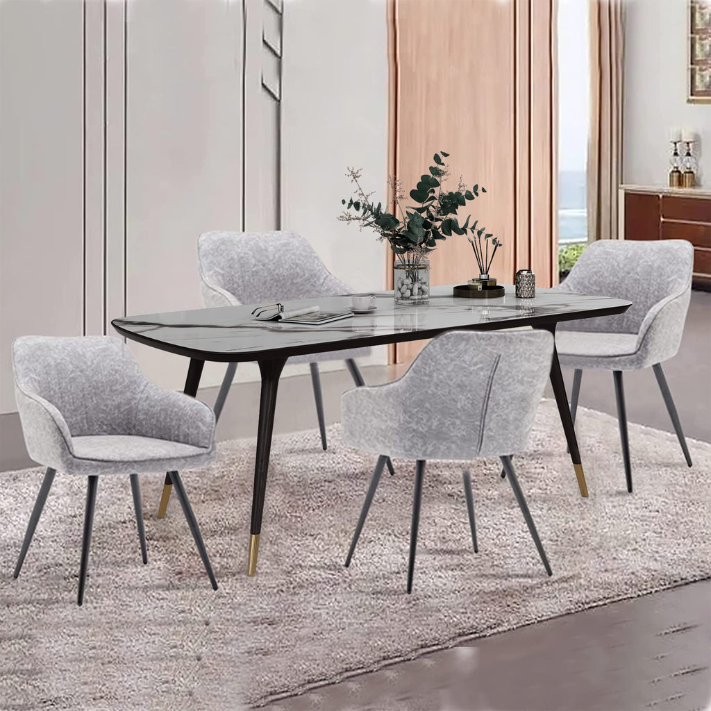 annjoe Faux Leather Accent Arm Chairs for Living Room Leisures/ Upholstered Chair with Metal Legs Set of 2 for Home Kitchen Office Bistro Cafe, Brown