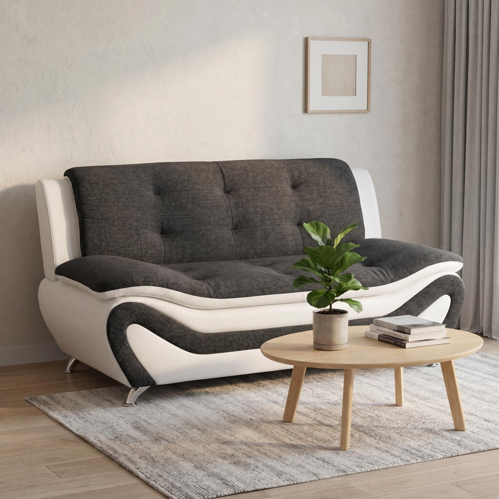 Modern Faux Leather Sofa Set â 3-Piece Living Room Couch with Chrome Legs & Padded Armrests â Includes 1-Seater, 2-Seater & 3-Seater â Contemporary Lounge Furniture for Home & Office (Brown)