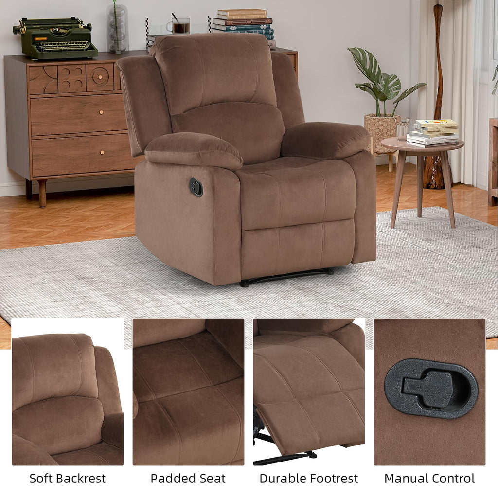 EBELLO Manual Faux Leather Reclining Couch Set for Living Room, Include 1 Recliner Chair, 1 Loveseat Sofa, Recliner Sofa Furniture Set for Home and Office, Black