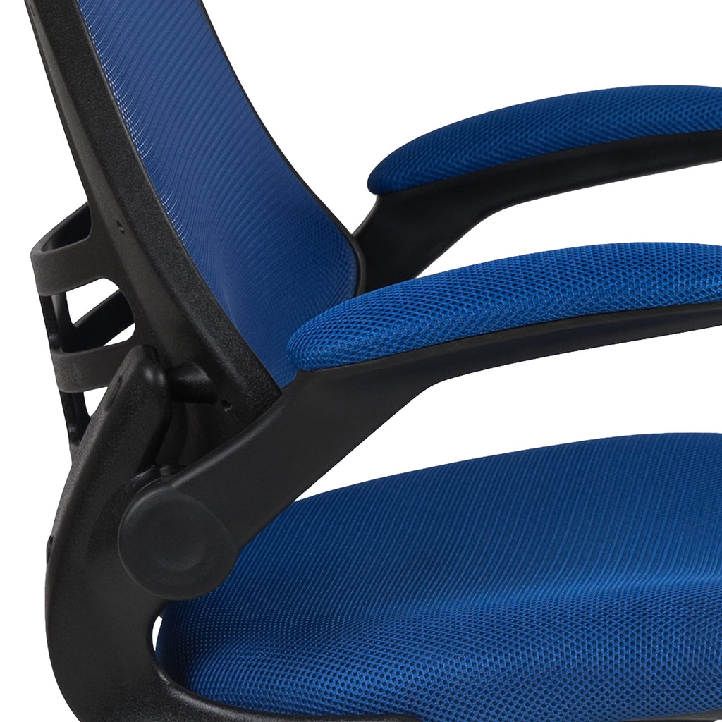 Flash Furniture Set of 4 Mid-Back Swivel Ergonomic Task Office Chairs with Flip-Up Arms, Black Mesh