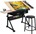 NOVA MICRODERMABRASION Adjustable Height Drafting Desk Drawing Table Tiltable Tabletop for Reading, Writing Art Craft w/Stool and Drawers