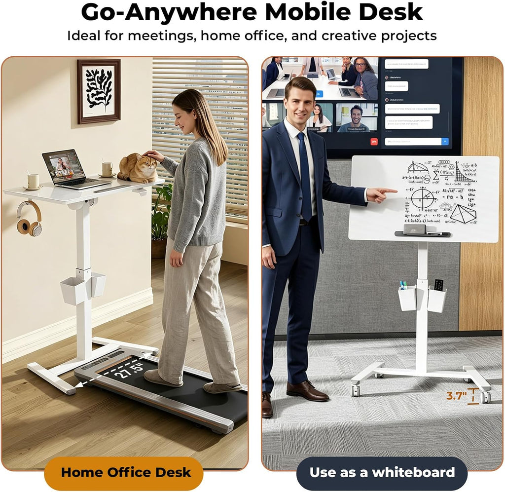 35" Tempered Glass Whiteboard, Small Foldable Standing Desk