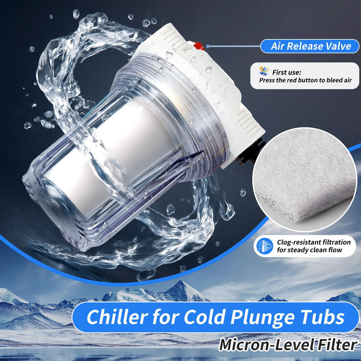 ð¼ðððððð 1/3 HP Ice Bath Water Chiller, Cold Plunge Chiller with Built-in Stainless Steel Filter & Water Pump, Water Cooling System for Cold Plunge Tubs, Easy Installation Home Professional Use