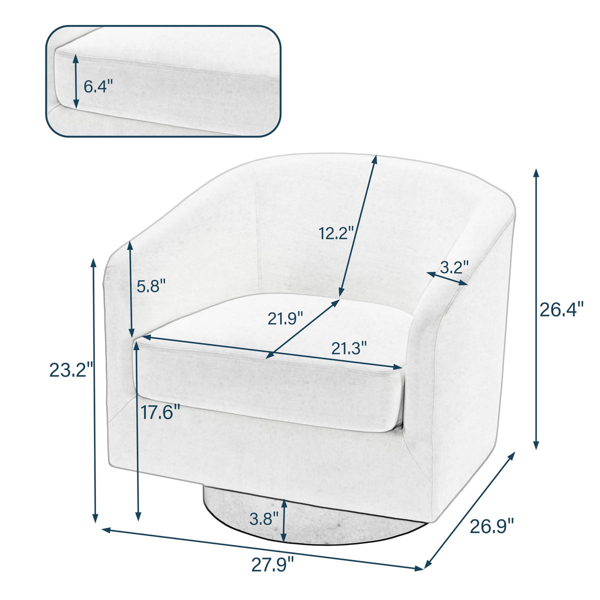 Faux Leather Swivel Accent Chairs Set of 2, Barrel Armchair, Brown