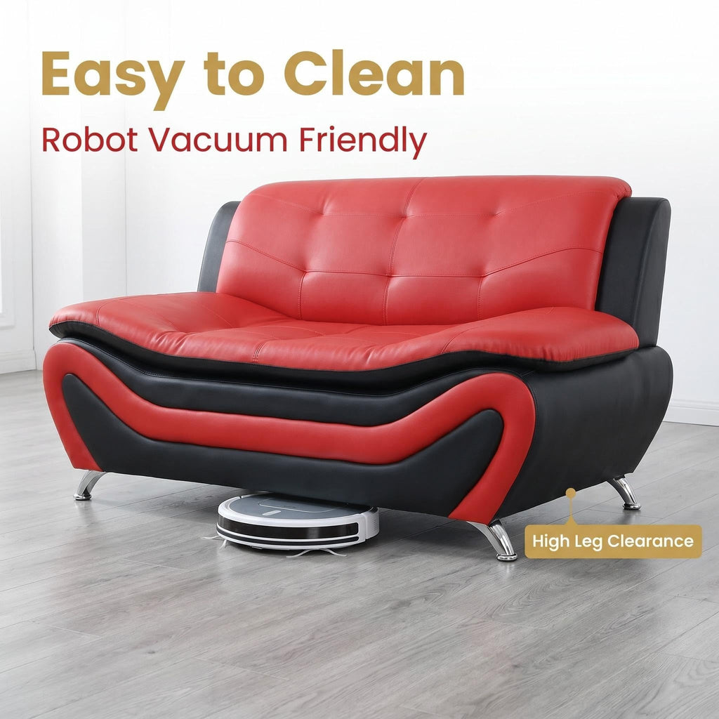 Modern Faux Leather Sofa Set â 3-Piece Living Room Couch with Chrome Legs & Padded Armrests â Includes 1-Seater, 2-Seater & 3-Seater â Contemporary Lounge Furniture for Home & Office (Brown)