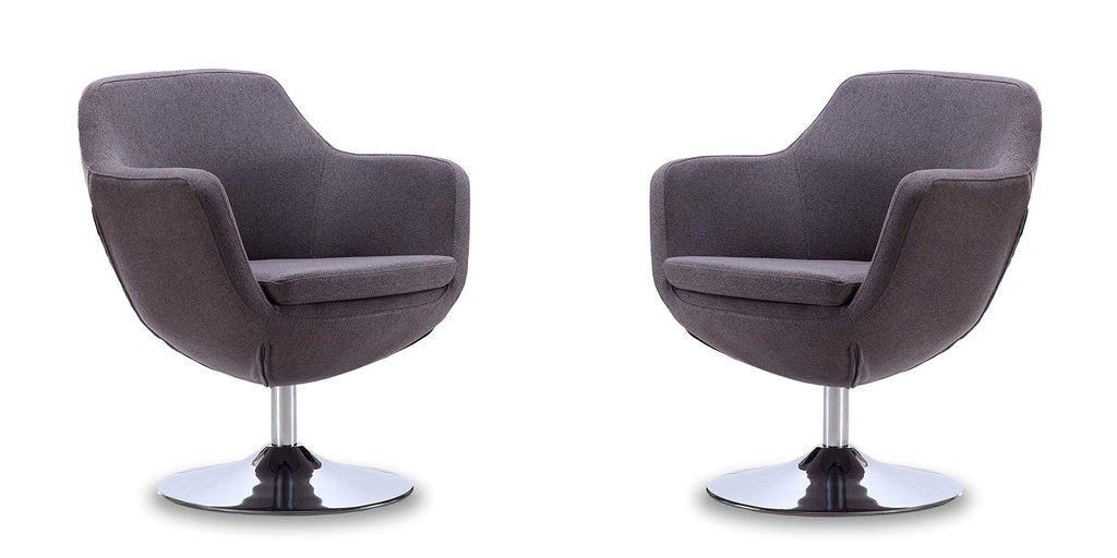 Manhattan Comfort Caisson Swivel Accent Chair Set of 2 with 360Â° Turn, Hand Upholstered Faux Leather & Polished Chrome, Removable Cushion, Modern Design for Office & Living Room, Orange Faux