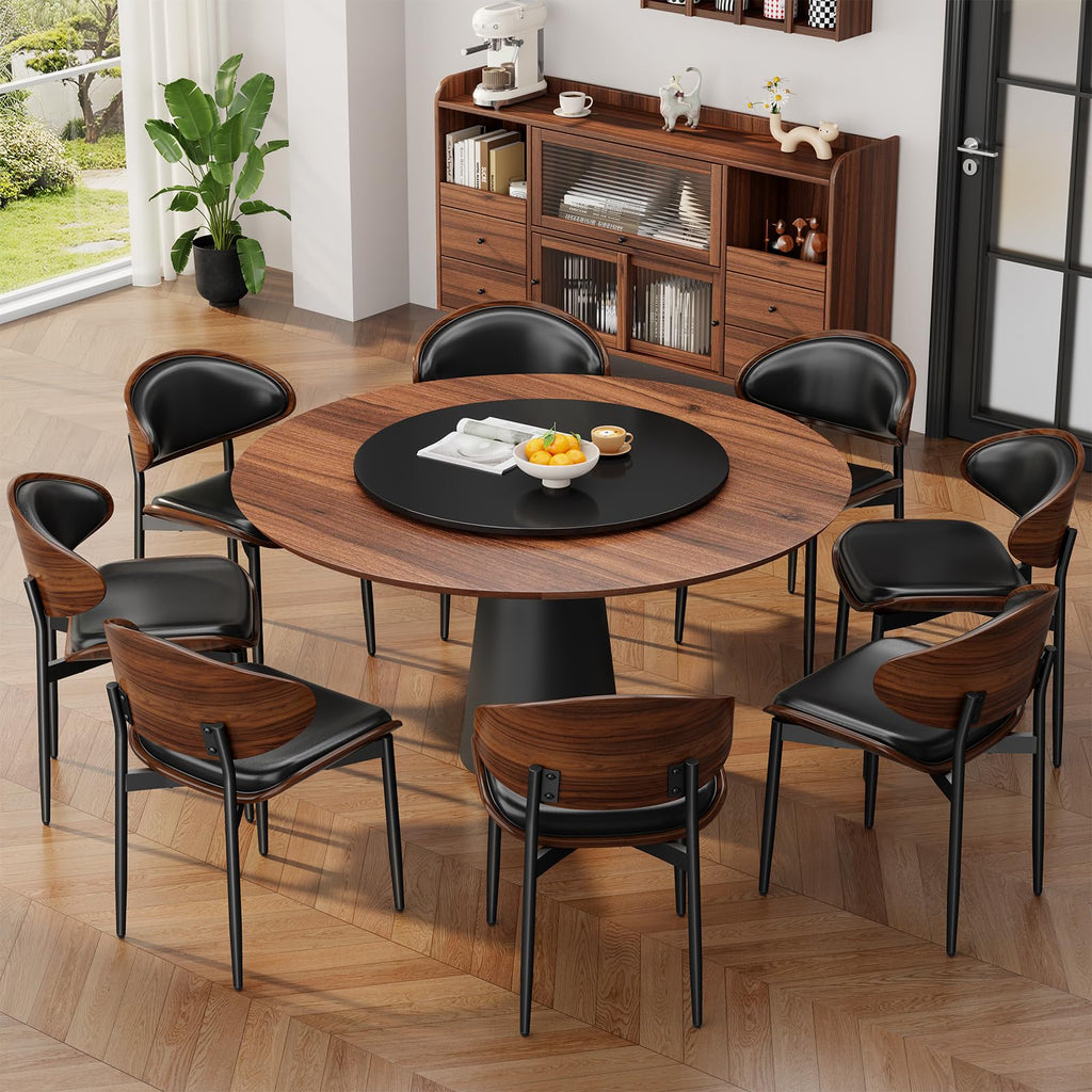 REONEY Dining Chairs Set of 4, Mid-Century Modern Kitchen Chairs, Black