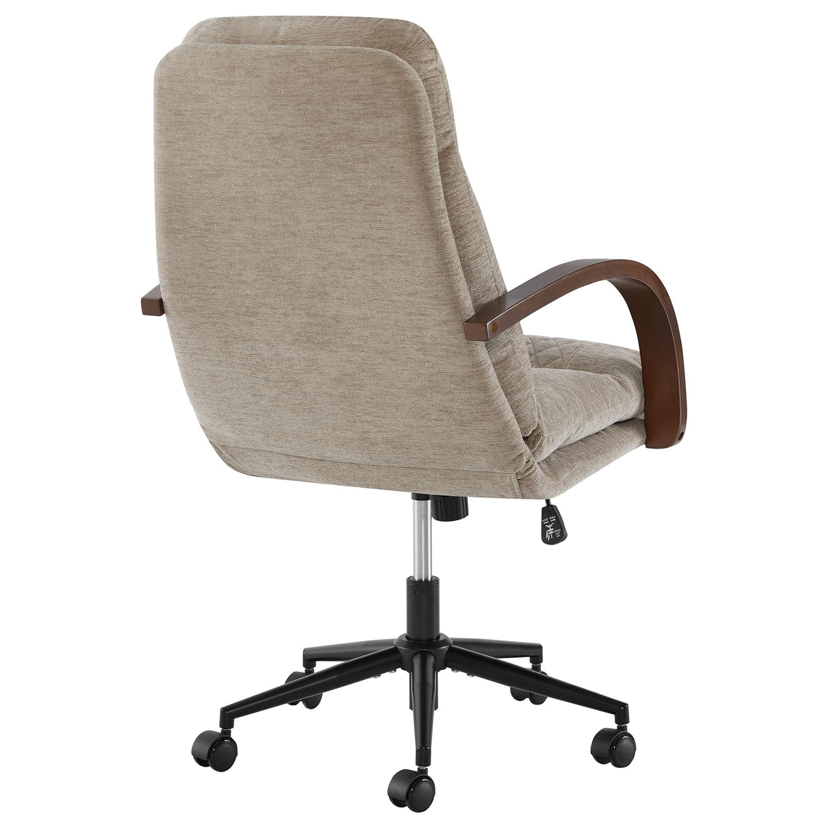 KISLOT Home Office Desk Chair, Ergonomic Office Chair with Lumbar Support, Adjustable Swivel Computer Chair with Wheels, Faux Leather Executive Task Chair with Wood Arms, Set of 2, Brown