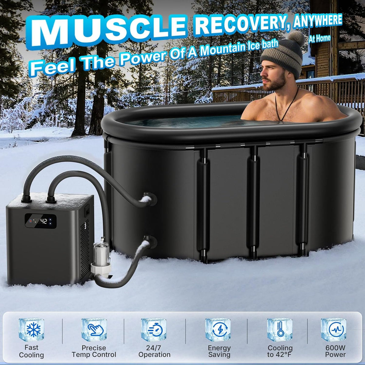 Ice Bath Chiller & 148Gal Cold Plunge Tub Kit for Cold Recovery Therapy