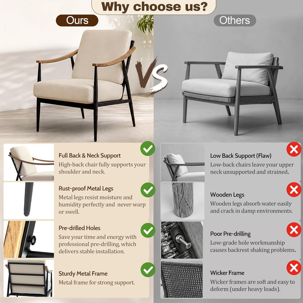 RNKSFX Modern Accent Chairs Set of 2 for Living Room Bedroom Mid Century Arm Chairs Upholstered Office Accent Chairs Comfy Waiting Room Chairs with Metal Frame, Beige