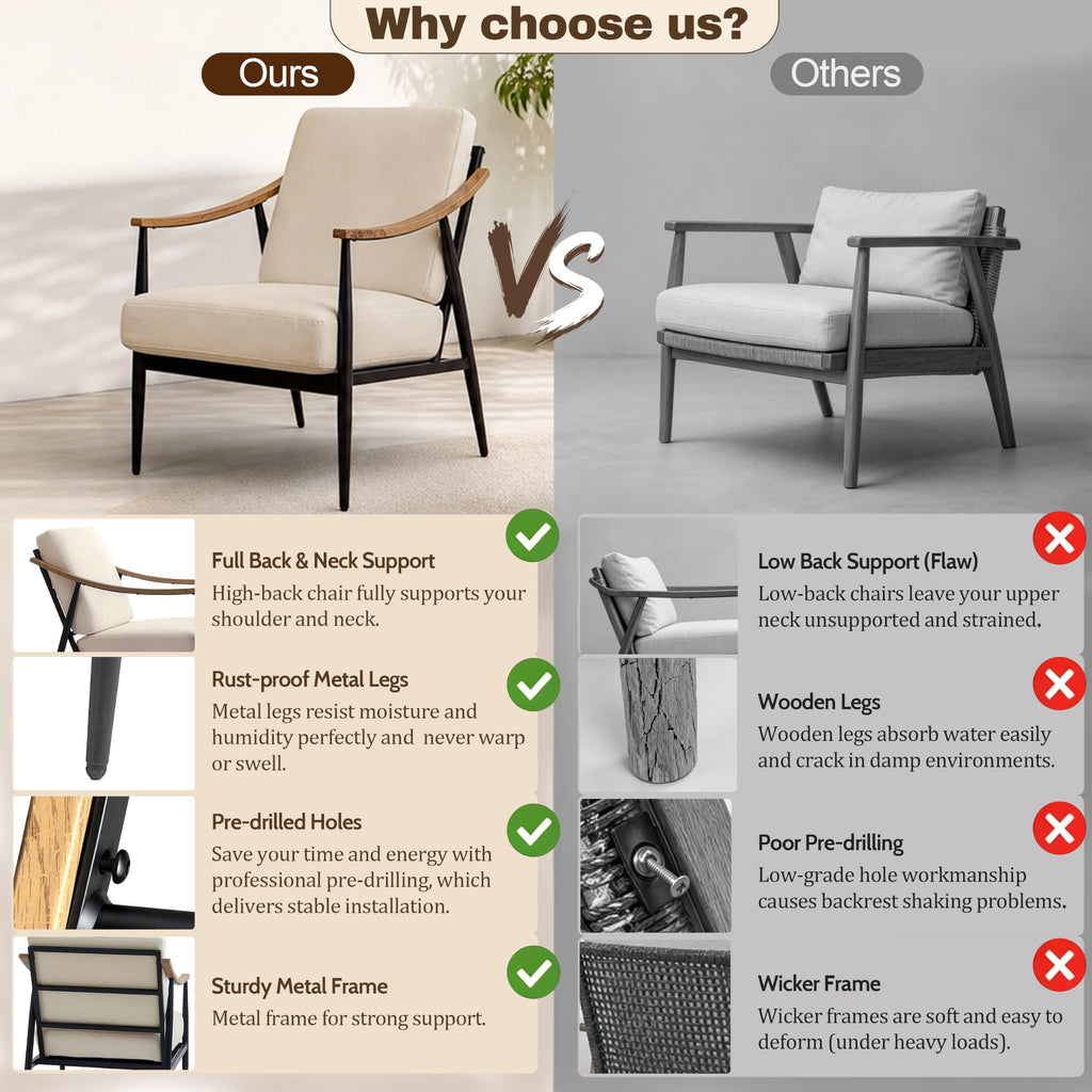 RNKSFX Modern Accent Chairs Set of 2 for Living Room Bedroom Mid Century Arm Chairs Upholstered Office Accent Chairs Comfy Waiting Room Chairs with Metal Frame, Beige