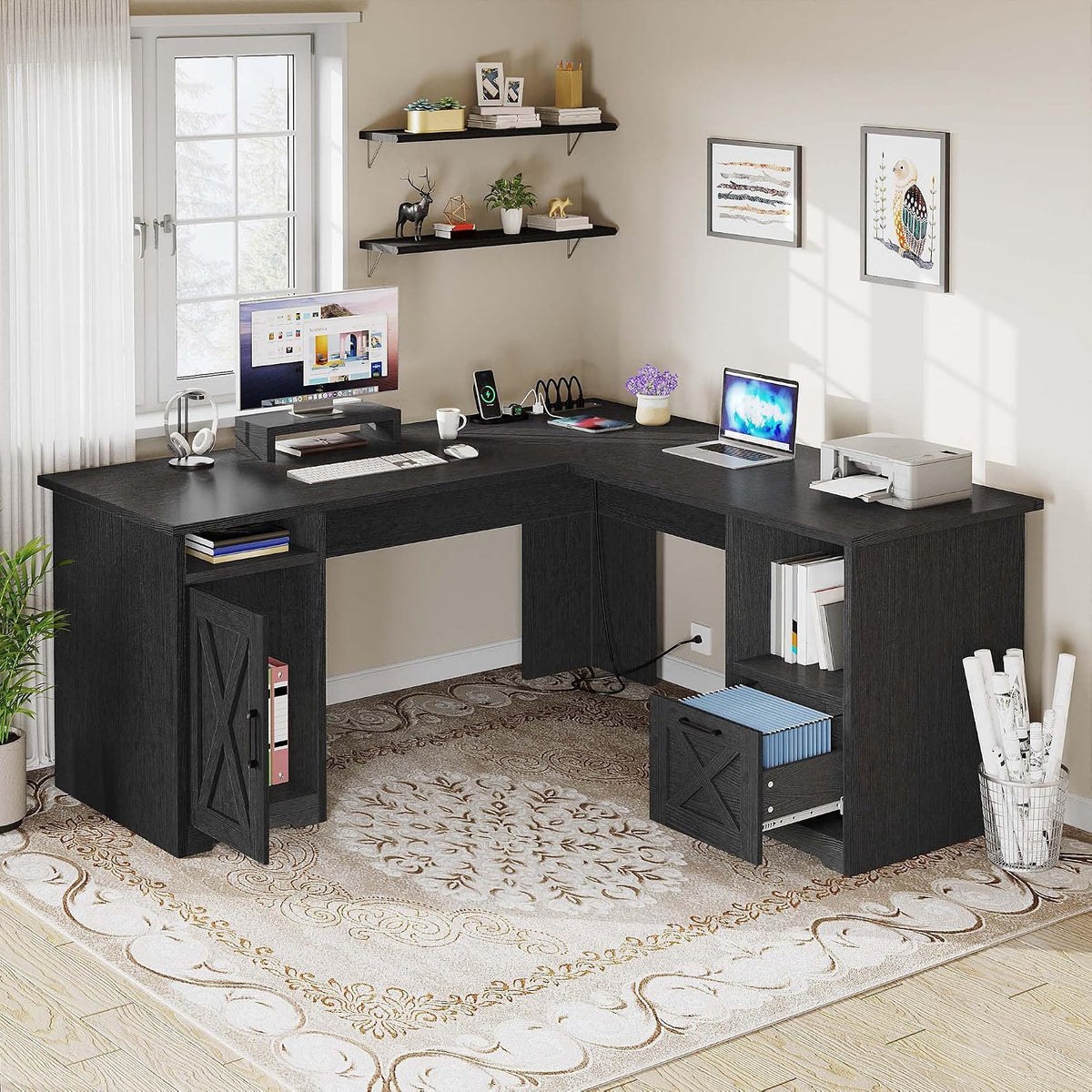 YITAHOME L Shaped Desk with Power Outlets