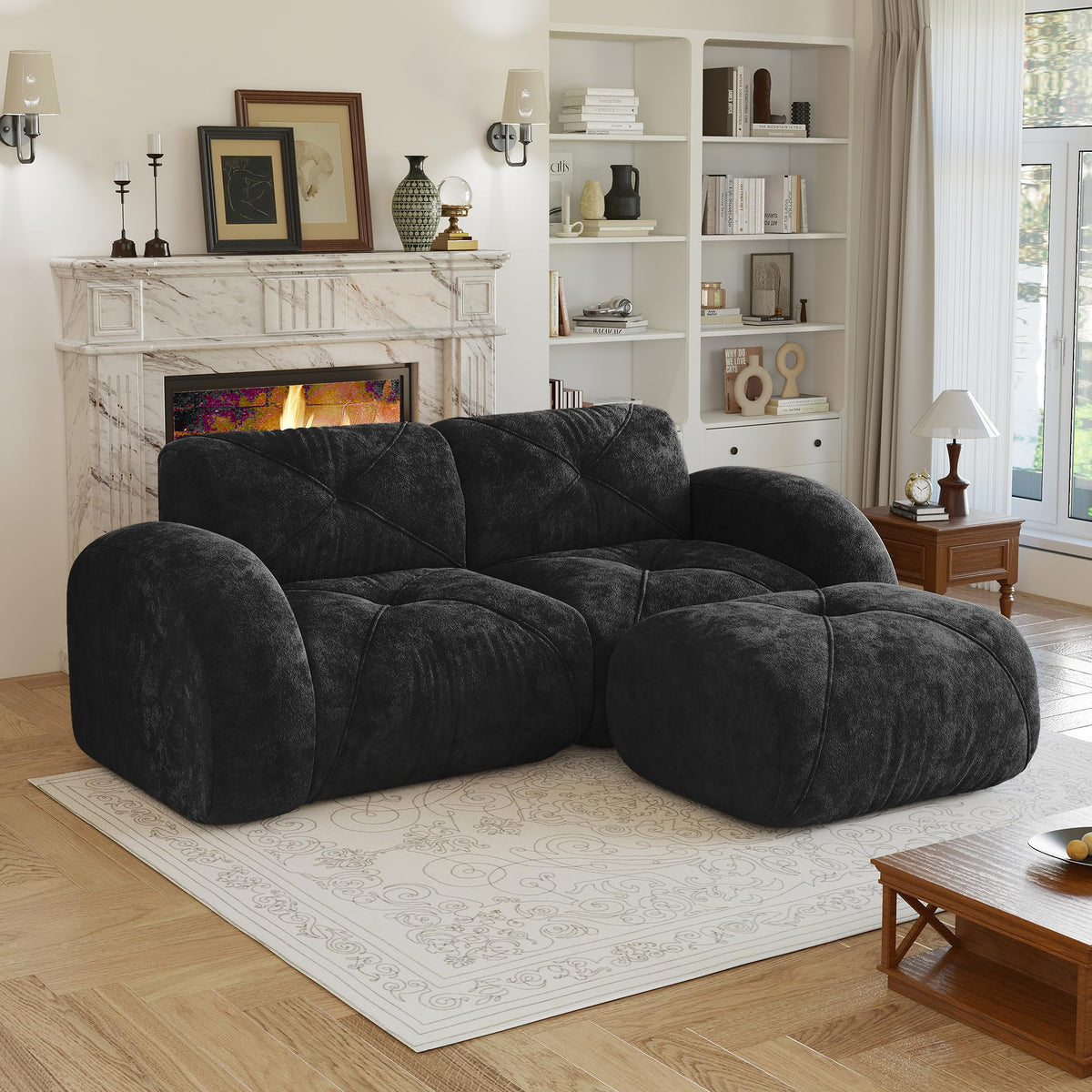 80" Sectional Modular Cloud Couch, Boneless Couch, Loveseat Red
