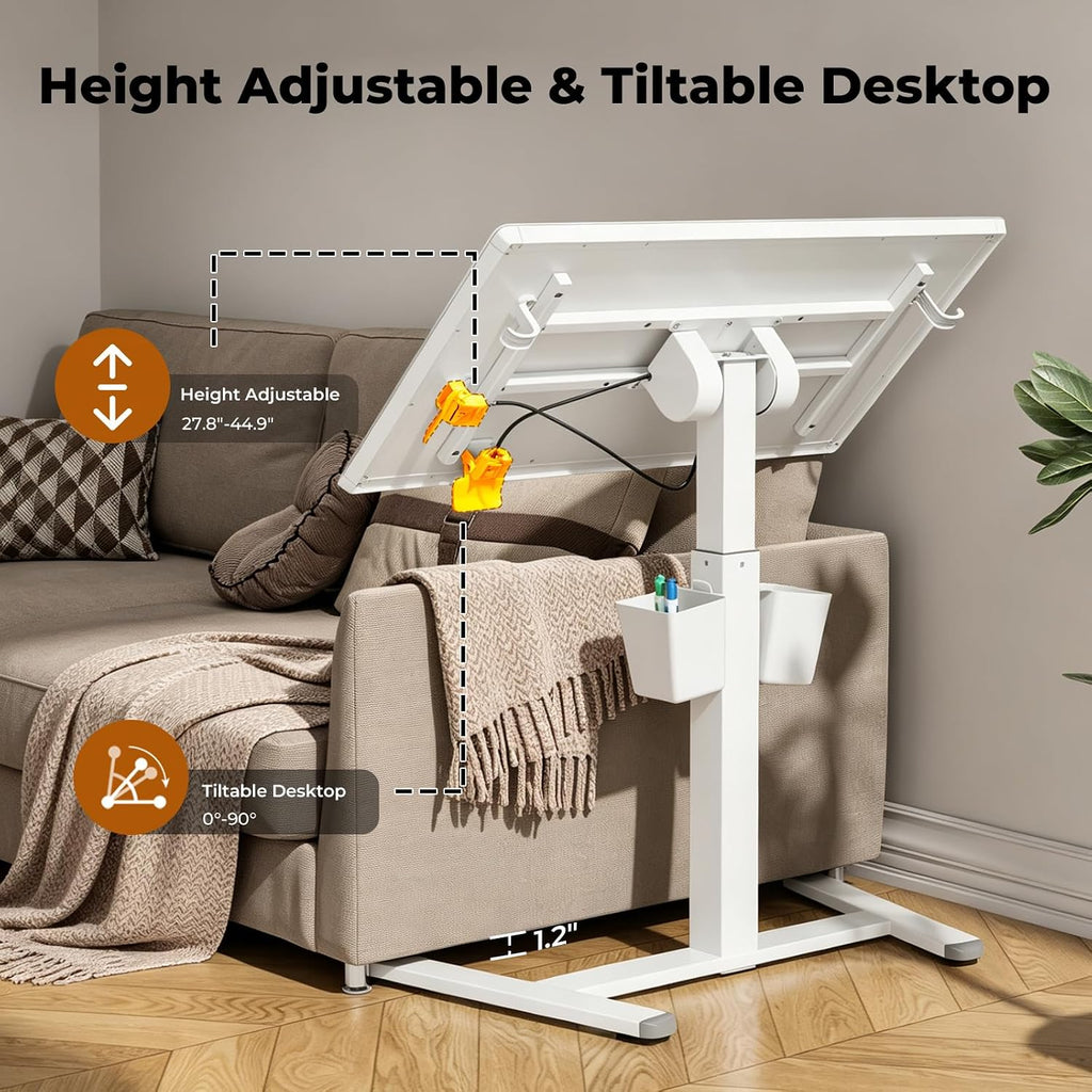 35" Tempered Glass Whiteboard, Small Foldable Standing Desk