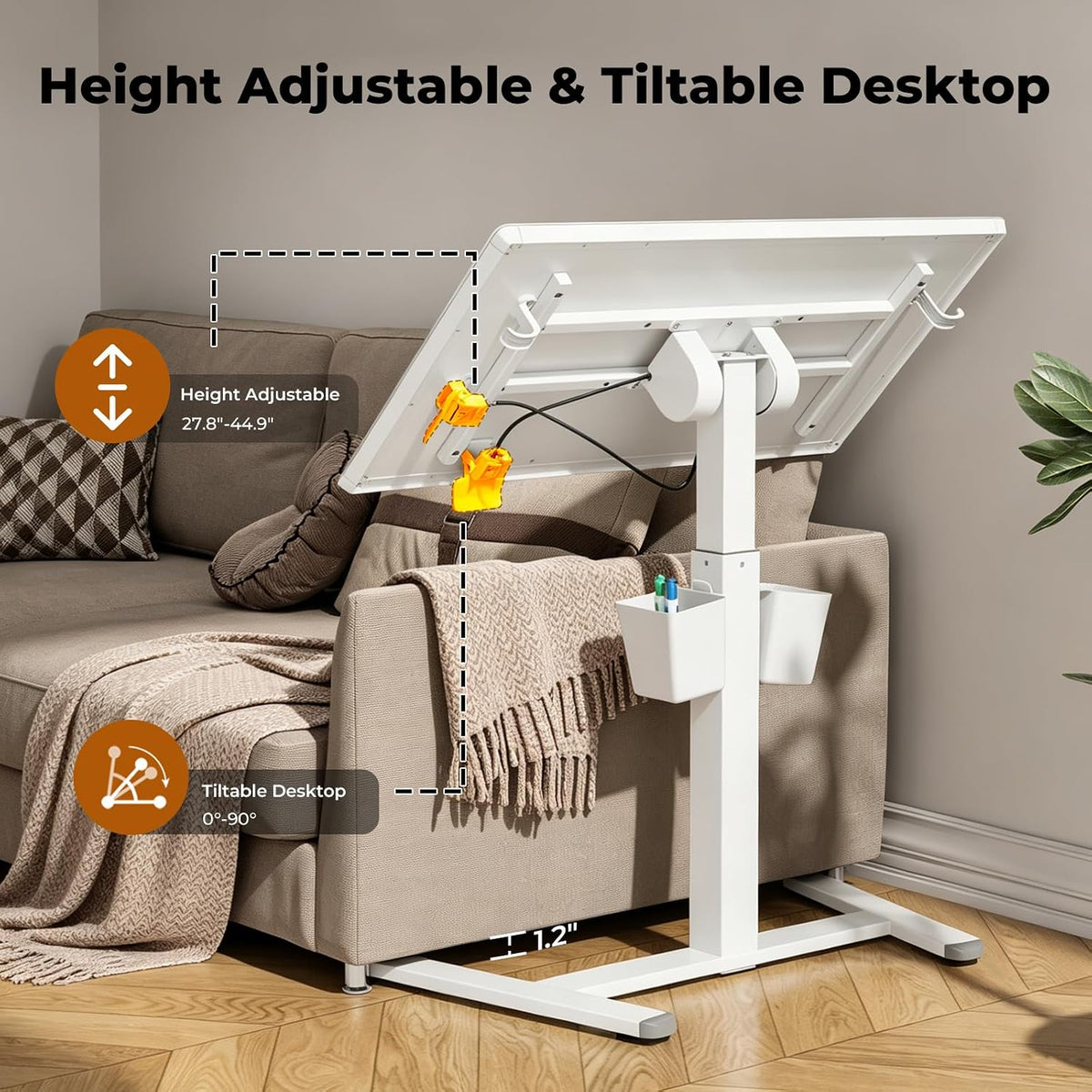 35" Tempered Glass Whiteboard, Small Foldable Standing Desk