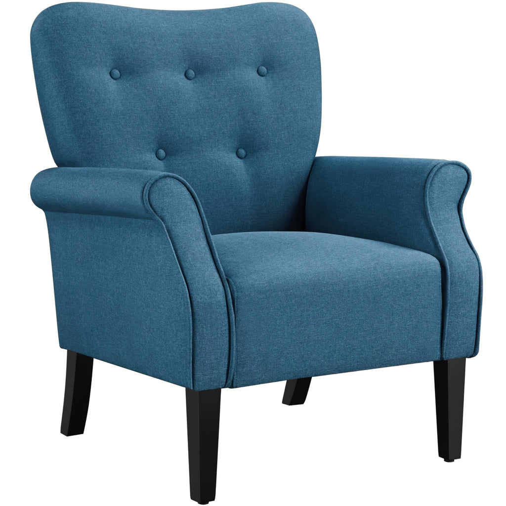 Yaheetech High Back Accent Chair Set of 2 with Rolled Arms, Navy Blue