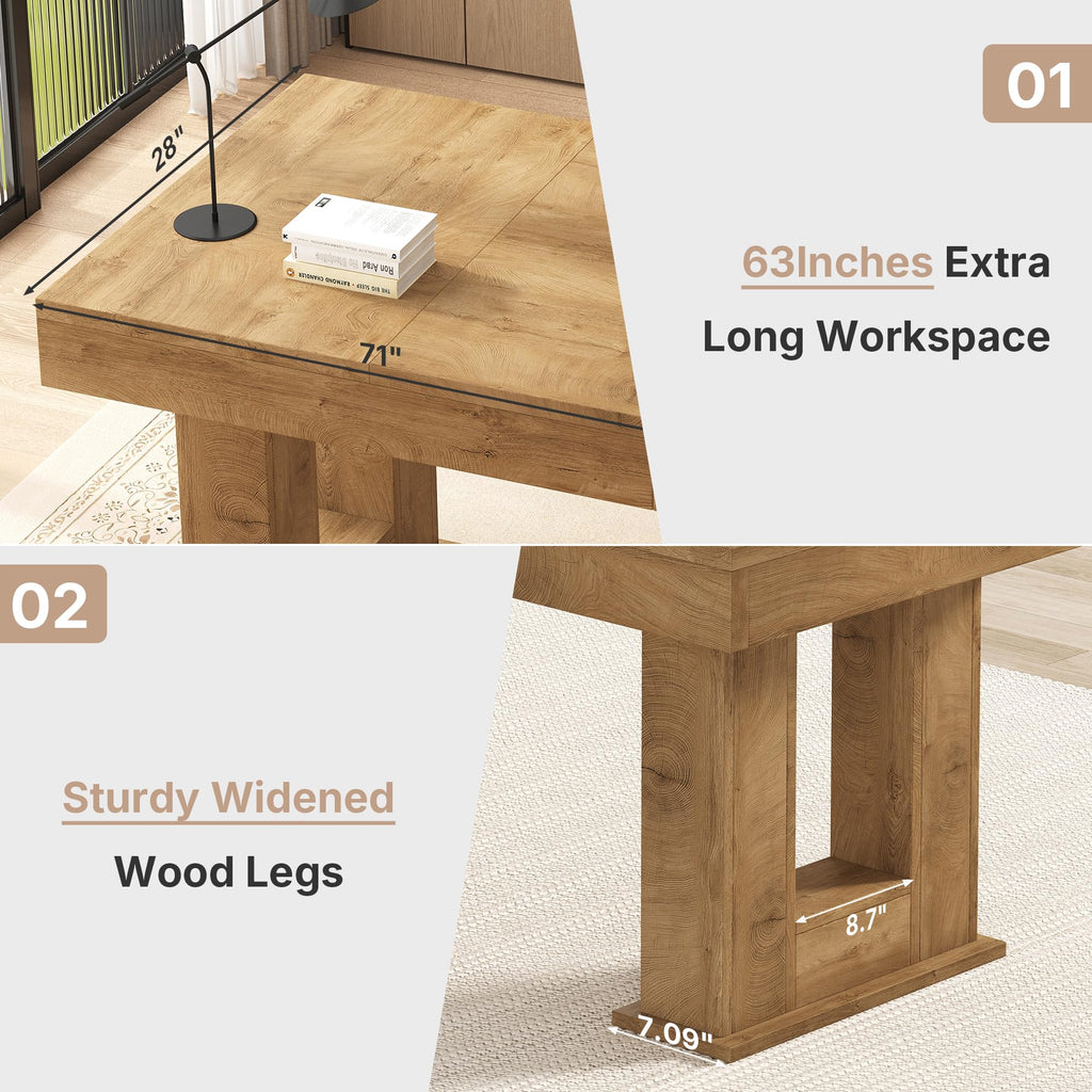 63 inch Rectangular Executive Desk with Spacious Desktop