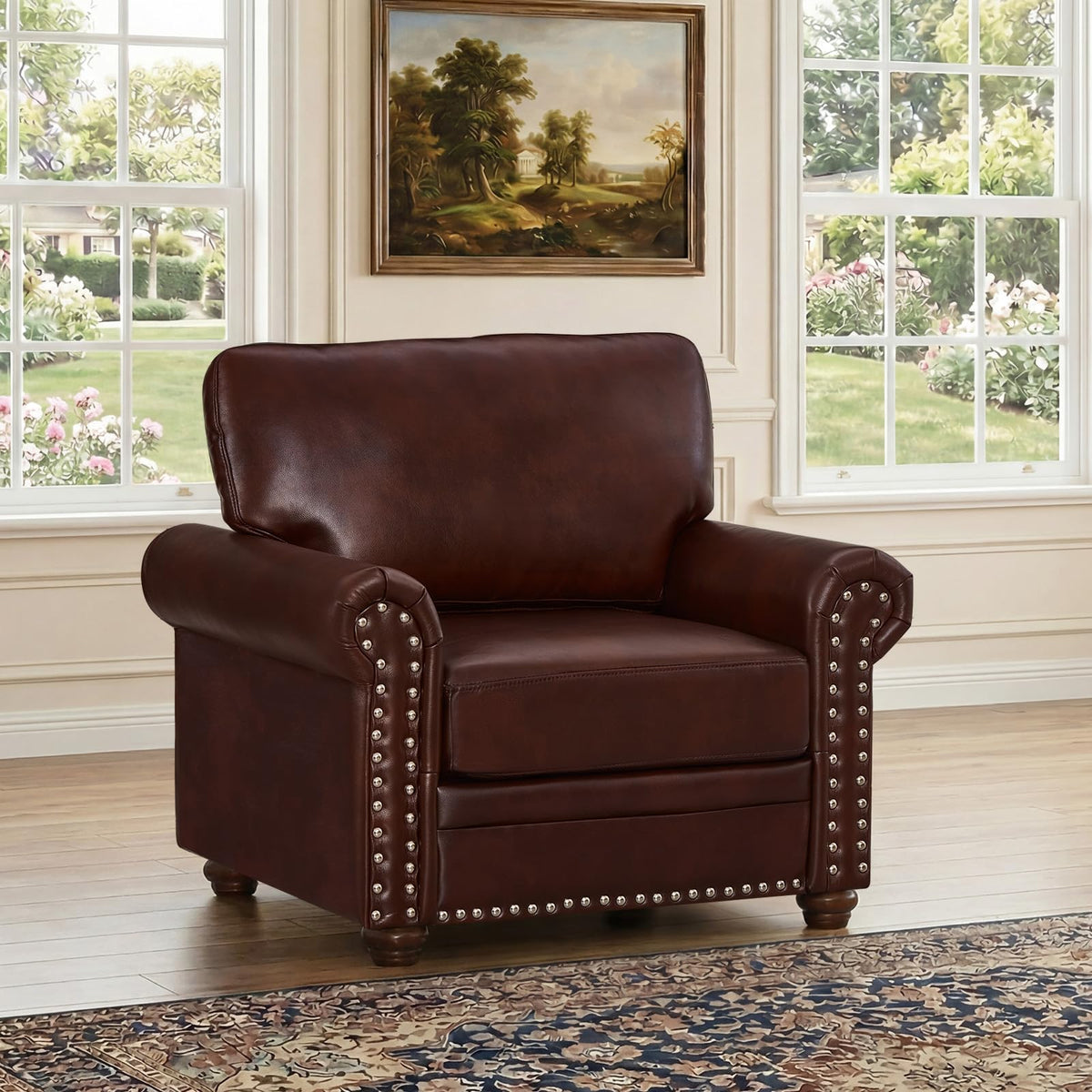 2 Piece Couch Sets for Living Room,Mid Century Modern Couch with Storage Nailhead Trim & Rolled Armrests,Deep Seat Comfy Couch,Furniture Set for Living Room,Bedroom,Office(Navy Blue,Loveseat+3 Seater)