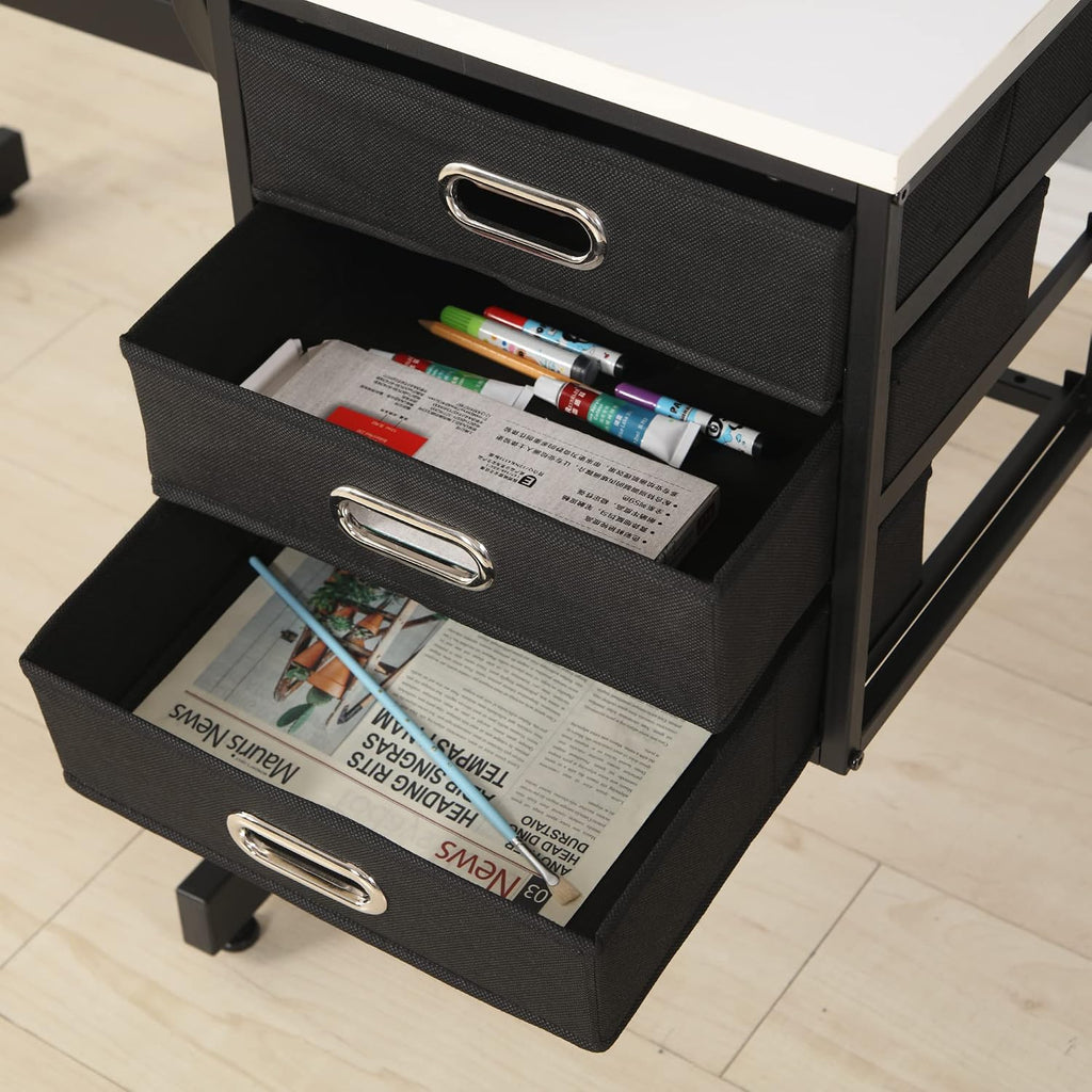 Adjustable Drawing Table with 3 Drawers & Stool, for Art & Work