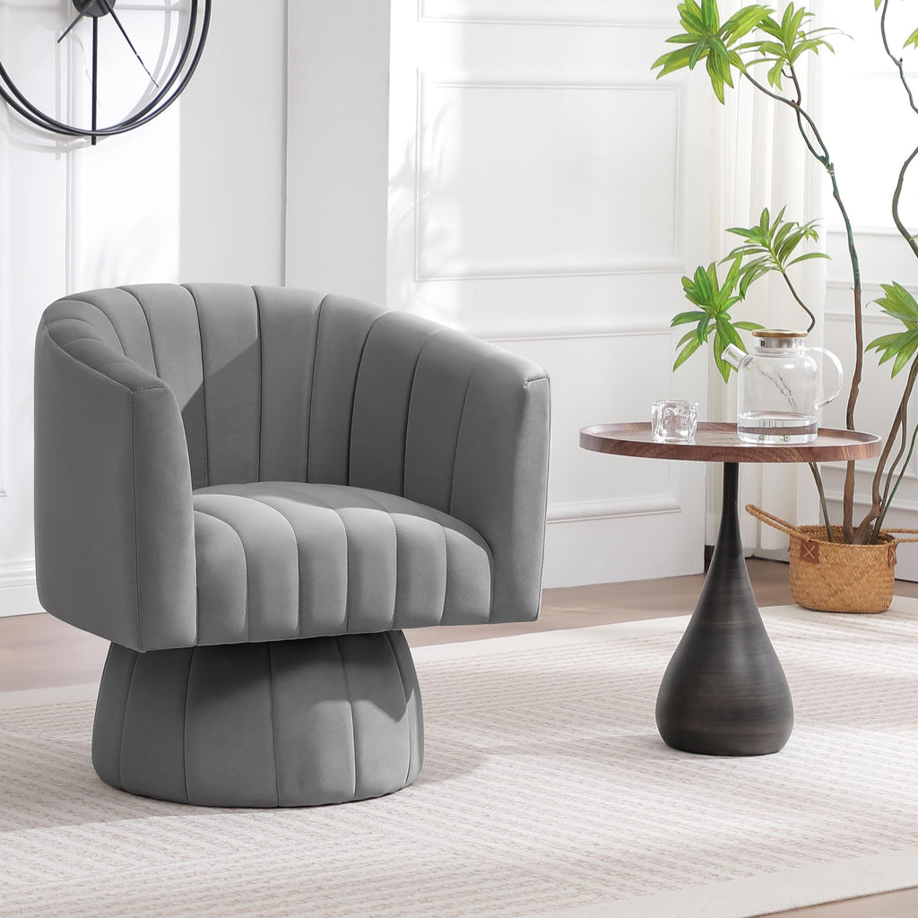 Swivel Accent Barrel Chair Set of 2, Cute Comfy Small Round 360Â° Arm Chair, Velvet Sofa Club Reading Chair for Living Room Bedroom Office Purple