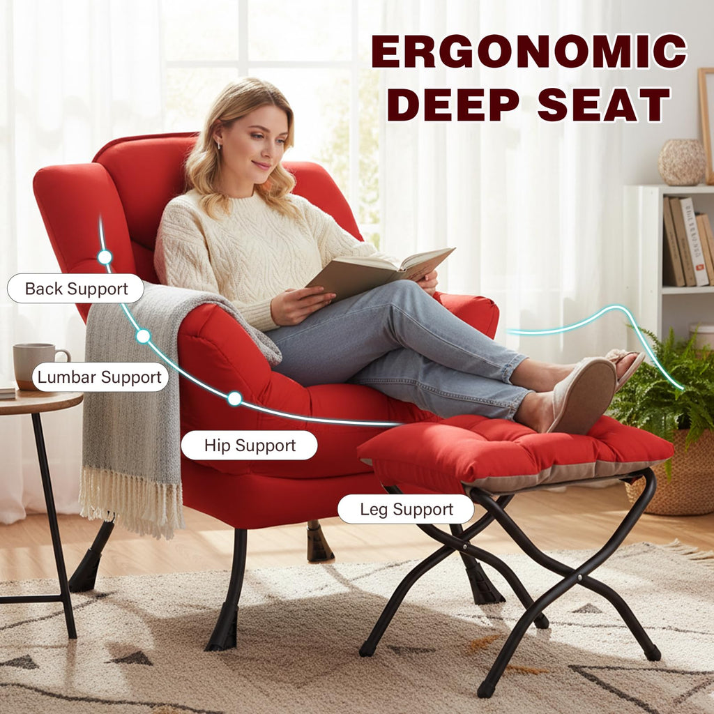 Modern Lazy Chair with Ottoman Lounge Accent Reading Chair for Living Room