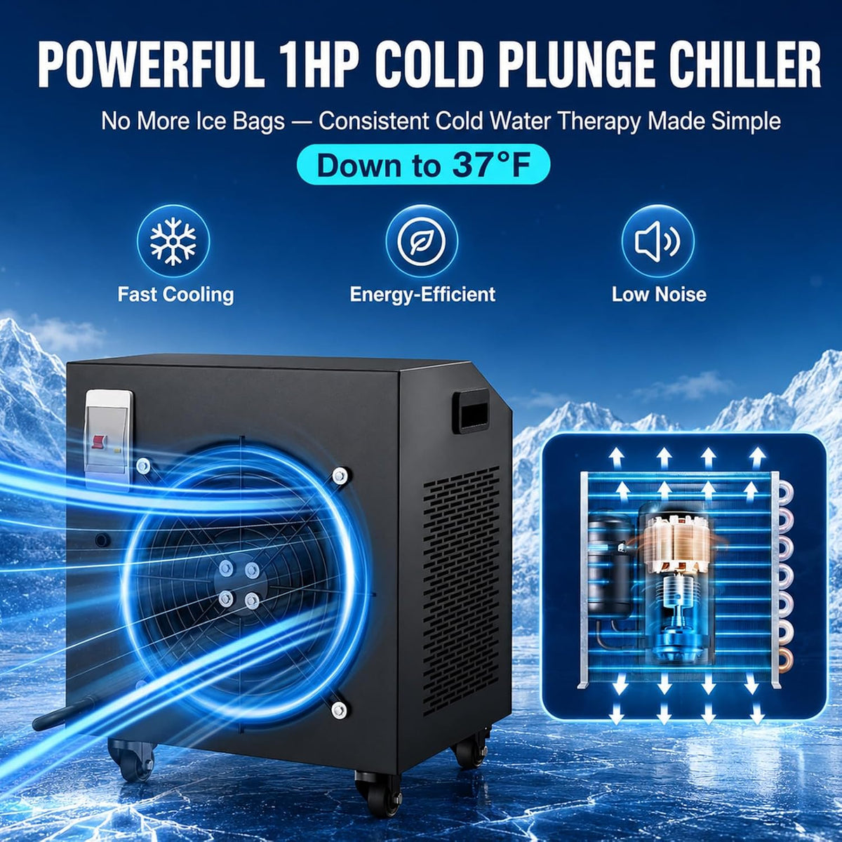 Cold Plunge Chiller, 1 HP Ice Bath Water Chiller for Cold Therapy Recovery