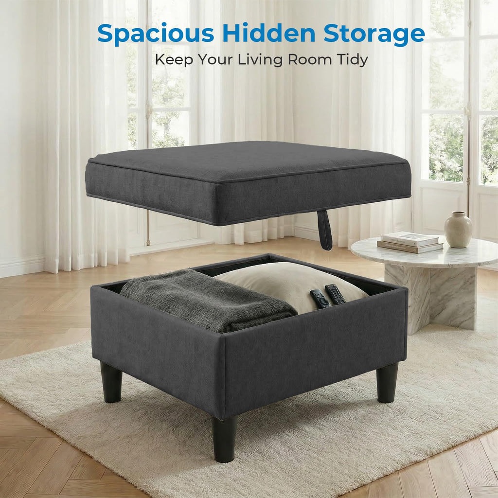 Mjkone 78"W 3 Pieces Sofa Couches Set for Living Room Sets Furniture, Sectional L Shaped 3-Seater Small Sofas Couch and Loveseat Sets with Storage Ottoman and Side Pockets for Home Office, Light Gray