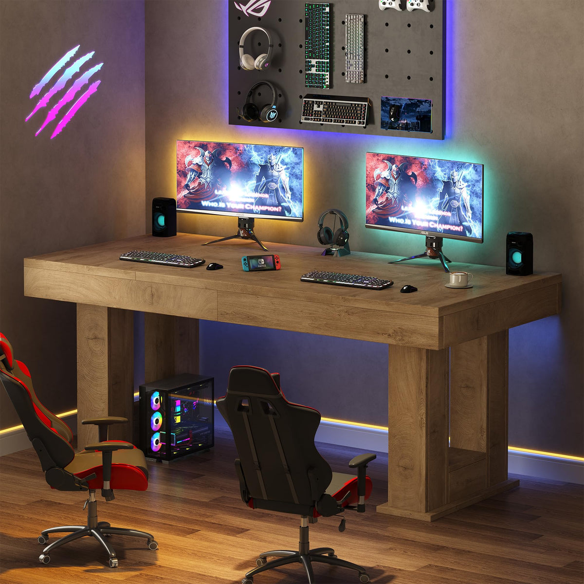 63 inch Rectangular Executive Desk with Spacious Desktop