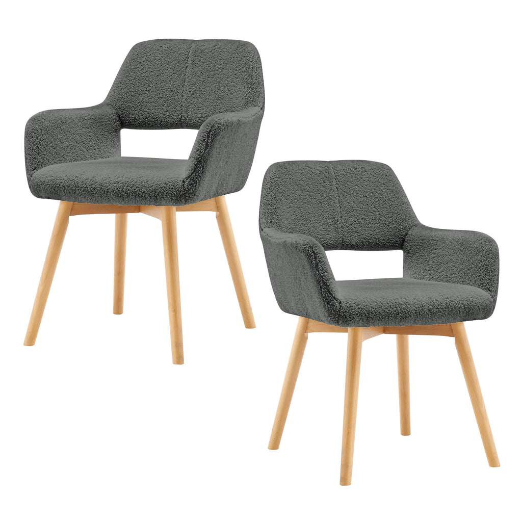 Mid Century Modern Dining Chairs Set of 2 & 4 & 6 Comfy Accent Chair Upholstered Kitchen Dining Living Room Chairs for Bedrooms Waiting Room Home Arm Desk Chair No Wheels (Beige, 2)