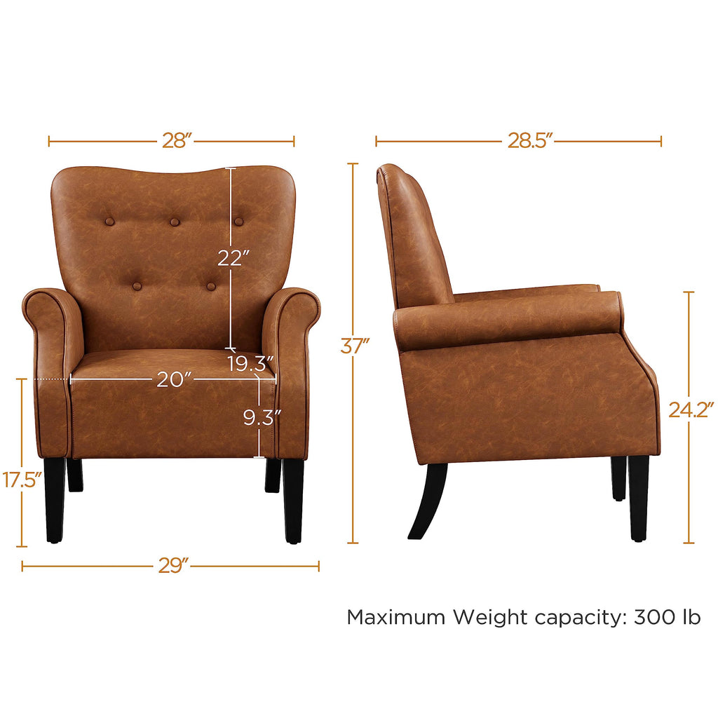 Yaheetech High Back Accent Chair Set of 2 with Rolled Arms, Navy Blue