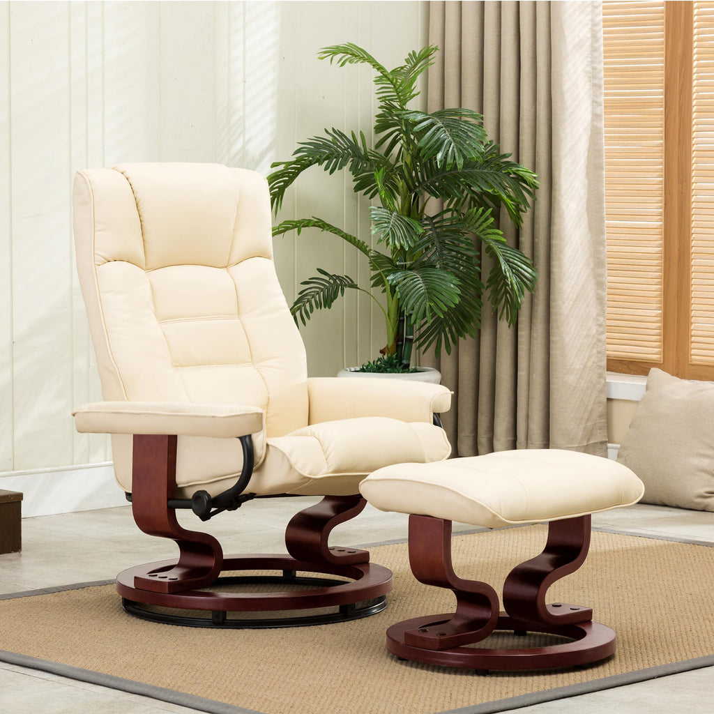 MCombo Manual Swivel Recliner with Ottoman, Faux Leather 9019