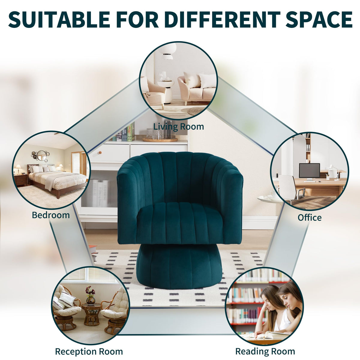 Swivel Accent Barrel Chair Set of 2, Cute Comfy Small Round 360Â° Arm Chair, Velvet Sofa Club Reading Chair for Living Room Bedroom Office Purple