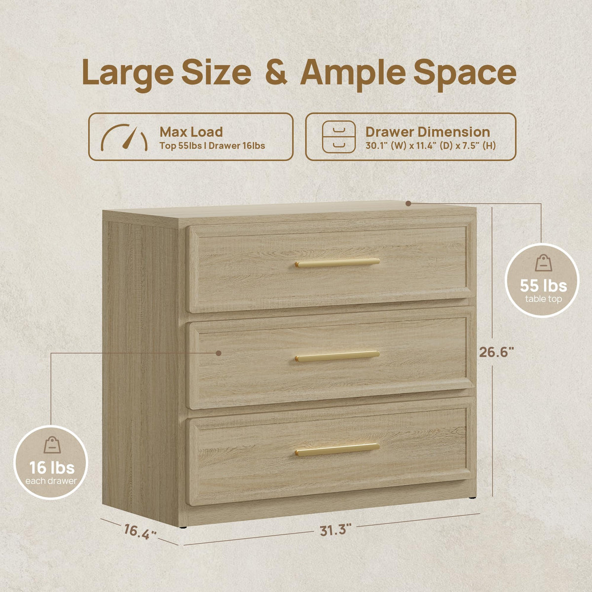 SICOTAS Oversized Night Stand Set 2 for Bedroom 31.3" Bedside Table