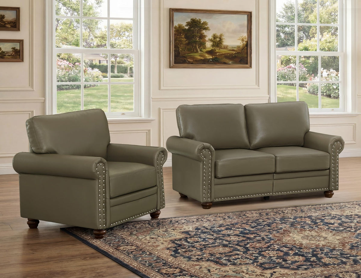 2 Piece Couch Sets for Living Room,Mid Century Modern Couch with Storage Nailhead Trim & Rolled Armrests,Deep Seat Comfy Couch,Furniture Set for Living Room,Bedroom,Office(Navy Blue,Loveseat+3 Seater)