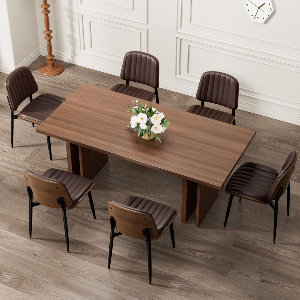 REONEY Dining Chairs Set of 4, Mid-Century Modern Kitchen Chairs, Black
