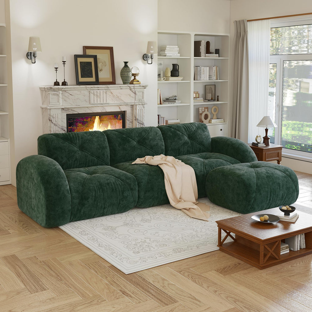 80" Sectional Modular Cloud Couch, Boneless Couch, Loveseat Red